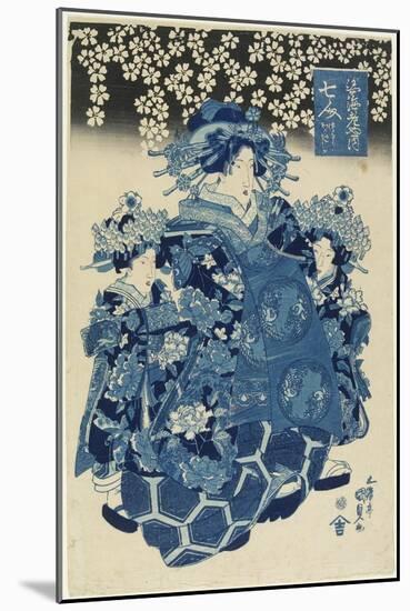 One of the Seven Beautiful Courtesans of the Ebiya House, C. 1808-1829-Utagawa Kunisada-Mounted Giclee Print