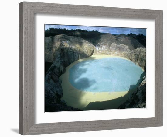 One of Three Crater Lakes at the Summit of Kelimutu Volcano Near Moni-Robert Francis-Framed Photographic Print