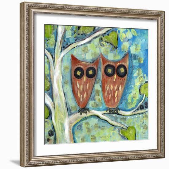 One Plus One Owls-Wyanne-Framed Giclee Print