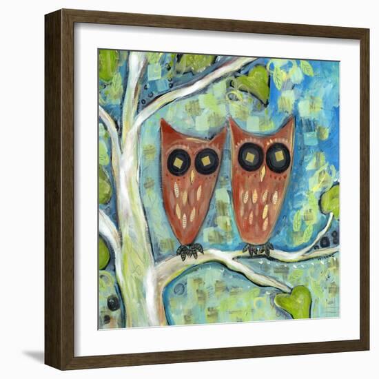 One Plus One Owls-Wyanne-Framed Giclee Print