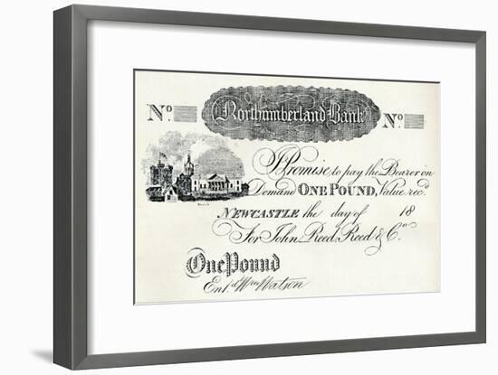 'One Pound Note Executed for the Northumberland Bank', c1820-Unknown-Framed Giclee Print