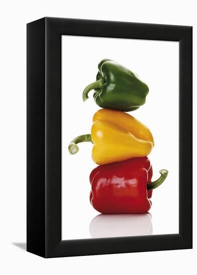 One Red, One Yellow and One Green Pepper, Stacked-Dieter Heinemann-Framed Premier Image Canvas