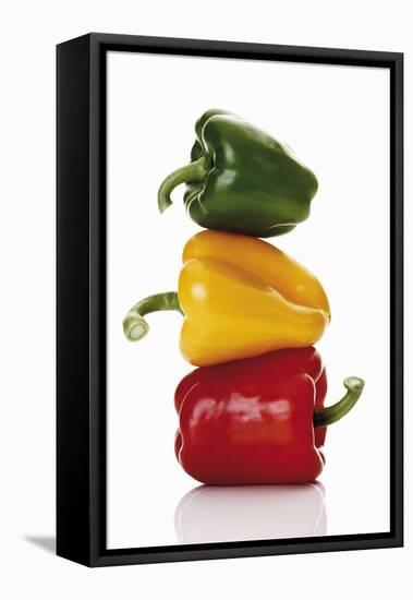 One Red, One Yellow and One Green Pepper, Stacked-Dieter Heinemann-Framed Premier Image Canvas