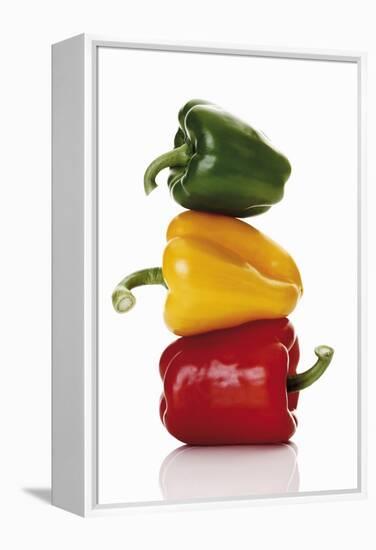 One Red, One Yellow and One Green Pepper, Stacked-Dieter Heinemann-Framed Premier Image Canvas