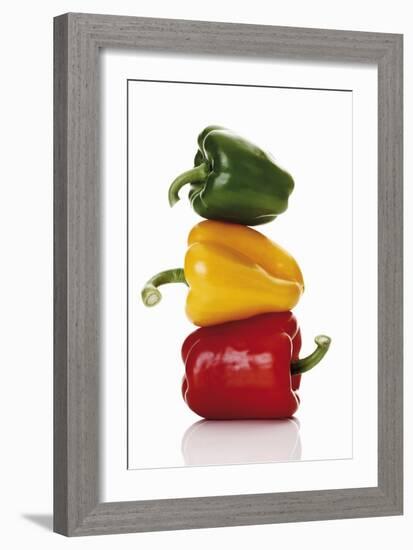 One Red, One Yellow and One Green Pepper, Stacked-Dieter Heinemann-Framed Premium Photographic Print