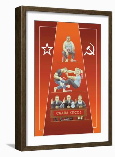 One Russian Drinking, Two Russians Fighting, Three Russians in Revolution-Dimitri Deeva-Framed Art Print