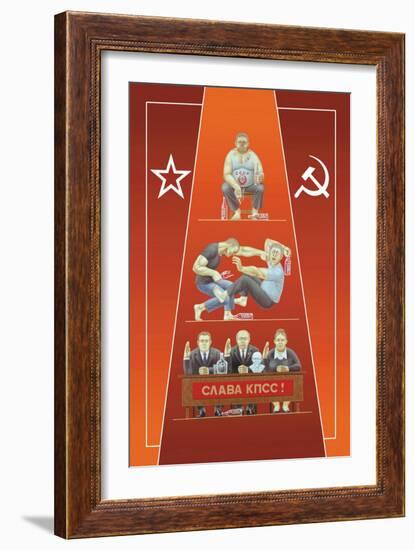 One Russian Drinking, Two Russians Fighting, Three Russians in Revolution-Dimitri Deeva-Framed Art Print