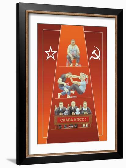 One Russian Drinking, Two Russians Fighting, Three Russians in Revolution-Dimitri Deeva-Framed Art Print