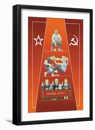 One Russian Drinking, Two Russians Fighting, Three Russians in Revolution-Dimitri Deeva-Framed Art Print