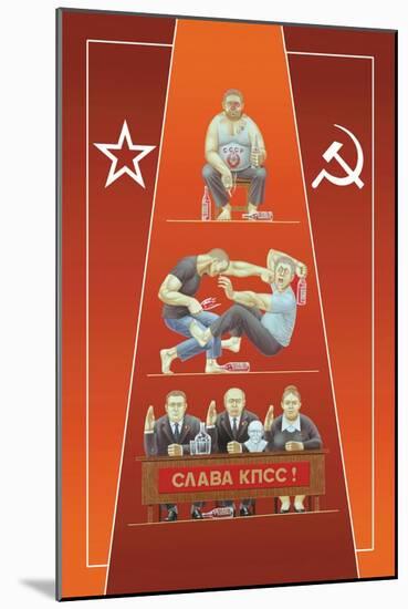 One Russian Drinking, Two Russians Fighting, Three Russians in Revolution-Dimitri Deeva-Mounted Art Print