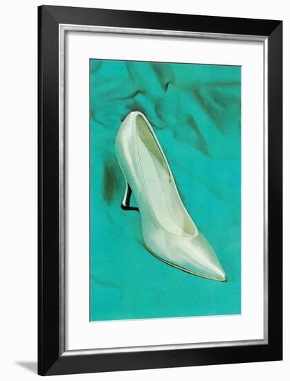 One Silver High-Heeled Shoe-null-Framed Art Print