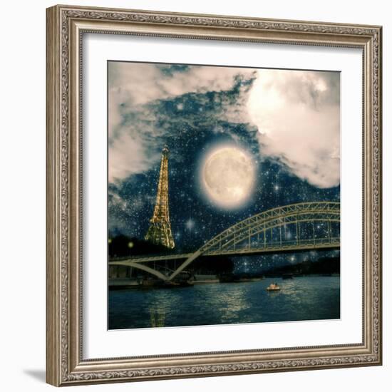 One Starry Night in Paris-Paula Belle Flores-Framed Art Print