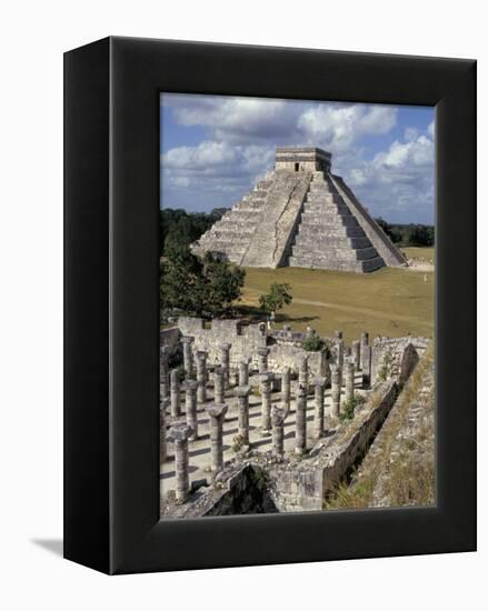 One Thousand Mayan Columns and the Great Pyramid El Castillo, Chichen Itza, Mexico-Christopher Rennie-Framed Premier Image Canvas