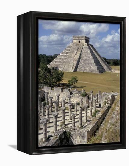 One Thousand Mayan Columns and the Great Pyramid El Castillo, Chichen Itza, Mexico-Christopher Rennie-Framed Premier Image Canvas