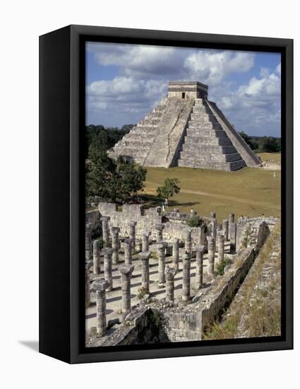 One Thousand Mayan Columns and the Great Pyramid El Castillo, Chichen Itza, Mexico-Christopher Rennie-Framed Premier Image Canvas