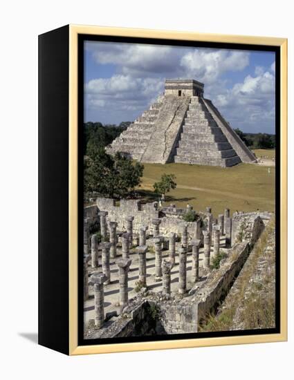 One Thousand Mayan Columns and the Great Pyramid El Castillo, Chichen Itza, Mexico-Christopher Rennie-Framed Premier Image Canvas