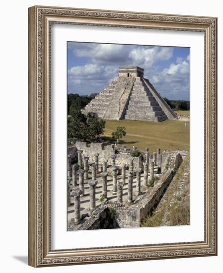 One Thousand Mayan Columns and the Great Pyramid El Castillo, Chichen Itza, Mexico-Christopher Rennie-Framed Photographic Print