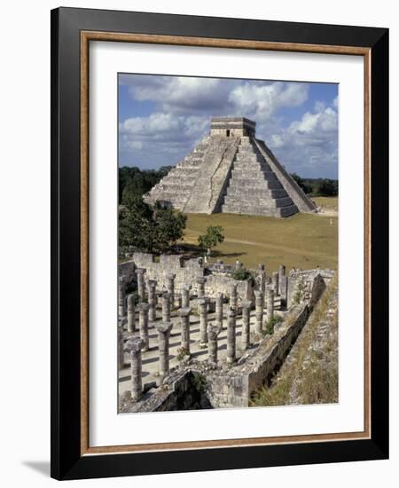 One Thousand Mayan Columns and the Great Pyramid El Castillo, Chichen Itza, Mexico-Christopher Rennie-Framed Photographic Print