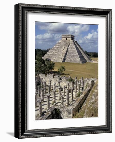 One Thousand Mayan Columns and the Great Pyramid El Castillo, Chichen Itza, Mexico-Christopher Rennie-Framed Photographic Print