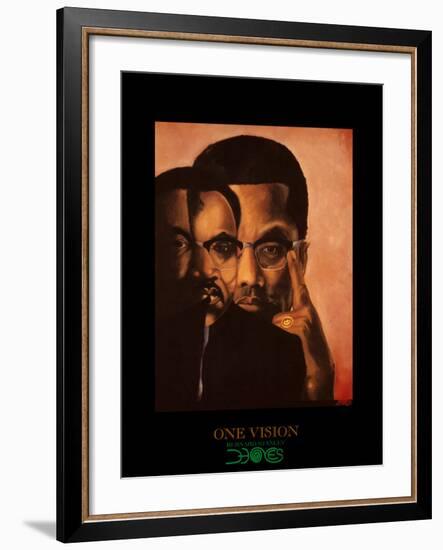 One Vision, Malcolm X and Martin Luther King Jr.-Bernard Stanley Hoyes-Framed Art Print