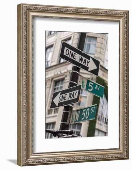 One Way and Fifth Avenue Signs, Manhattan, New York, USA-Stefano Politi Markovina-Framed Photographic Print