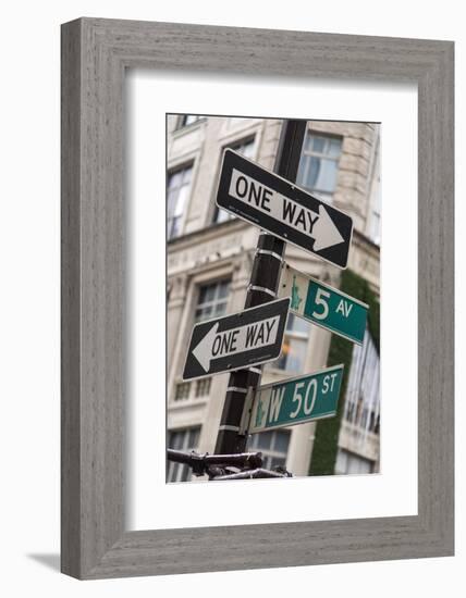 One Way and Fifth Avenue Signs, Manhattan, New York, USA-Stefano Politi Markovina-Framed Photographic Print