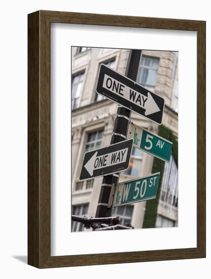 One Way and Fifth Avenue Signs, Manhattan, New York, USA-Stefano Politi Markovina-Framed Photographic Print