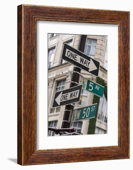 One Way and Fifth Avenue Signs, Manhattan, New York, USA-Stefano Politi Markovina-Framed Photographic Print