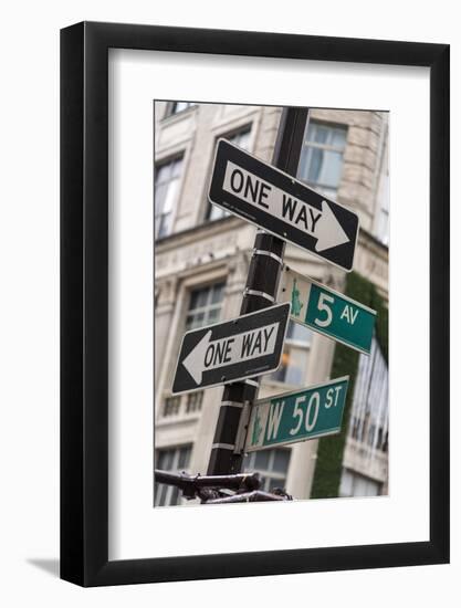 One Way and Fifth Avenue Signs, Manhattan, New York, USA-Stefano Politi Markovina-Framed Photographic Print
