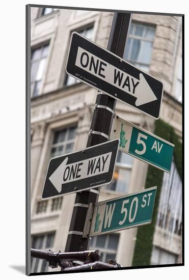 One Way and Fifth Avenue Signs, Manhattan, New York, USA-Stefano Politi Markovina-Mounted Photographic Print