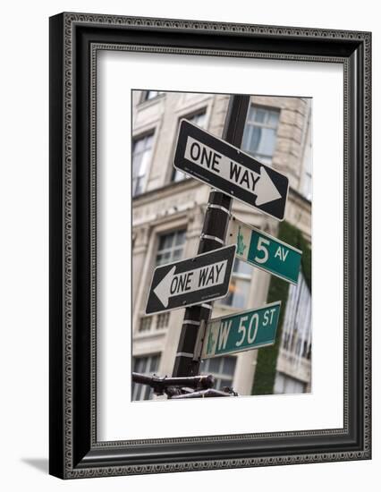 One Way and Fifth Avenue Signs, Manhattan, New York, USA-Stefano Politi Markovina-Framed Photographic Print