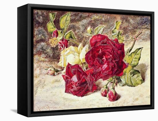 One White and Two Red Roses and Buds-Helen Cordelia Coleman Angell-Framed Premier Image Canvas