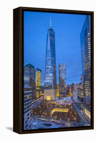 One World Trade Center and 911 Memorial, Lower Manhattan, New York City, New York, USA-Jon Arnold-Framed Premier Image Canvas