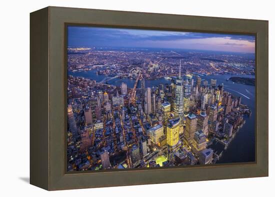 One World Trade Center and Lower Manhattan, New York City, New York, USA-Jon Arnold-Framed Premier Image Canvas