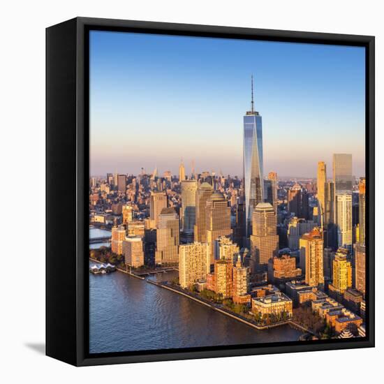 One World Trade Center and Lower Manhattan, New York City, New York, USA-Jon Arnold-Framed Premier Image Canvas