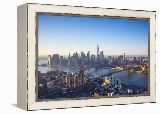 One World Trade Center, Manhattan and Brooklyn Bridges, Manhattan, New York City, New York, USA-Jon Arnold-Framed Premier Image Canvas