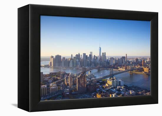 One World Trade Center, Manhattan and Brooklyn Bridges, Manhattan, New York City, New York, USA-Jon Arnold-Framed Premier Image Canvas