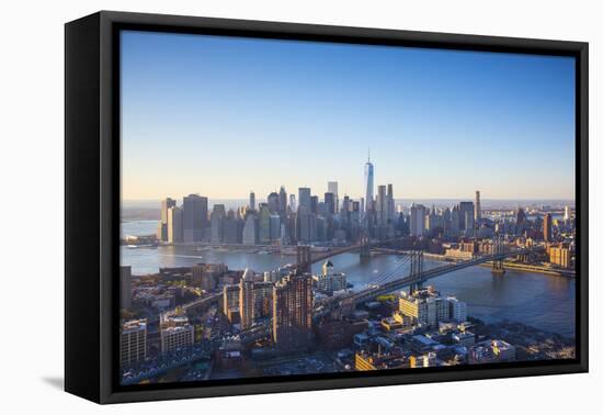 One World Trade Center, Manhattan and Brooklyn Bridges, Manhattan, New York City, New York, USA-Jon Arnold-Framed Premier Image Canvas