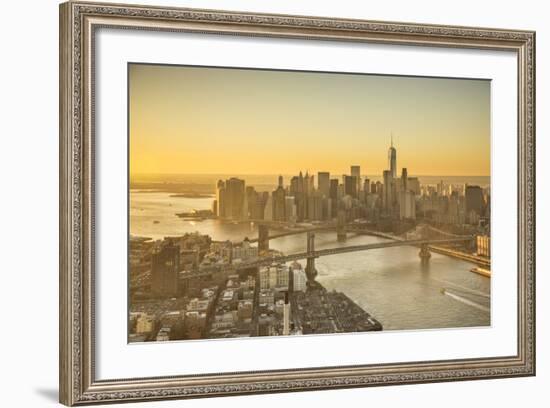 One World Trade Center, Manhattan and Brooklyn Bridges, Manhattan, New York City, New York, USA-Jon Arnold-Framed Photographic Print