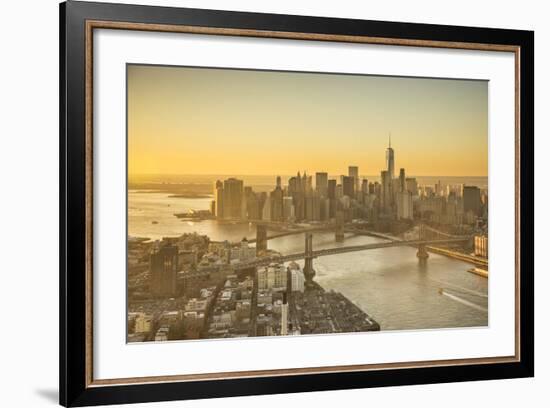 One World Trade Center, Manhattan and Brooklyn Bridges, Manhattan, New York City, New York, USA-Jon Arnold-Framed Photographic Print