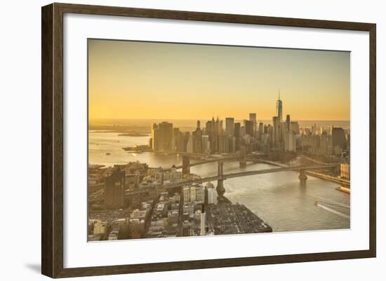 One World Trade Center, Manhattan and Brooklyn Bridges, Manhattan, New York City, New York, USA-Jon Arnold-Framed Photographic Print