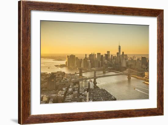 One World Trade Center, Manhattan and Brooklyn Bridges, Manhattan, New York City, New York, USA-Jon Arnold-Framed Photographic Print