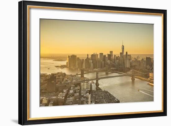 One World Trade Center, Manhattan and Brooklyn Bridges, Manhattan, New York City, New York, USA-Jon Arnold-Framed Photographic Print