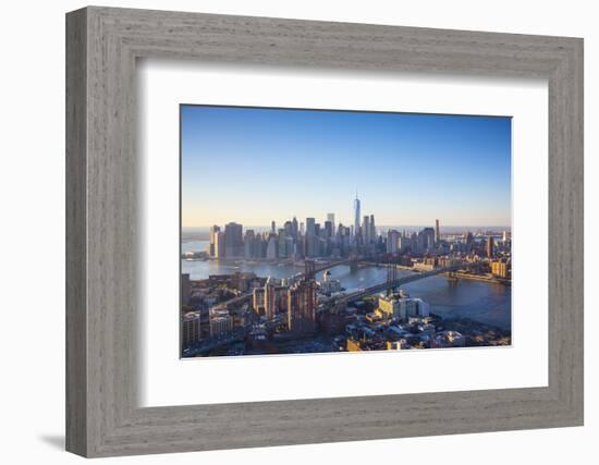 One World Trade Center, Manhattan and Brooklyn Bridges, Manhattan, New York City, New York, USA-Jon Arnold-Framed Photographic Print