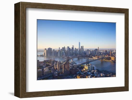 One World Trade Center, Manhattan and Brooklyn Bridges, Manhattan, New York City, New York, USA-Jon Arnold-Framed Photographic Print