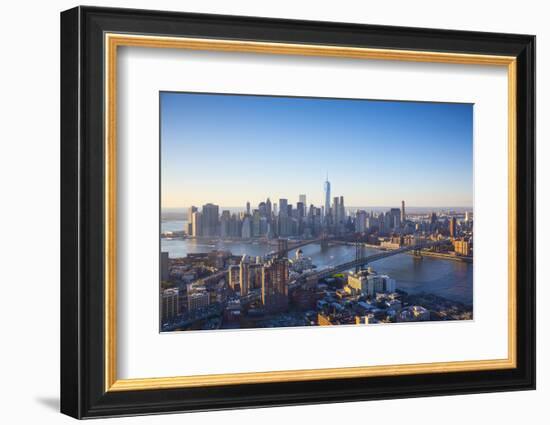 One World Trade Center, Manhattan and Brooklyn Bridges, Manhattan, New York City, New York, USA-Jon Arnold-Framed Photographic Print