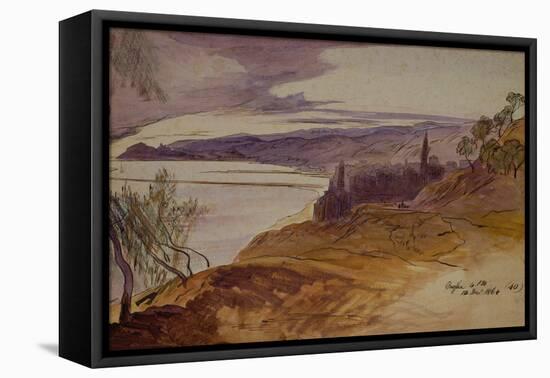 Oneglia, 1864 ink and watercolor-Edward Lear-Framed Premier Image Canvas