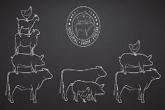 Boar Meat Cut Diagram - Elements Blackboard-ONiONAstudio-Art Print
