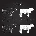 Boar Meat Cut Diagram - Elements Blackboard-ONiONAstudio-Art Print