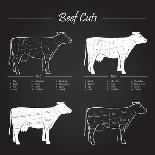 Beef Meat Cuts Scheme on Blackboard-ONiONAstudio-Art Print